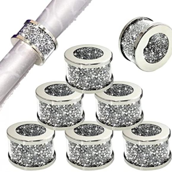 Sparkling Bling Things Other - NEW Sparkling Bling Crystal Rhinestone Dinner Napkin Rings Place Setting…